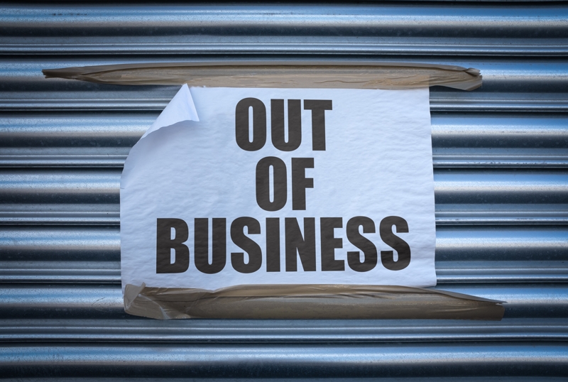 Out of business sign.